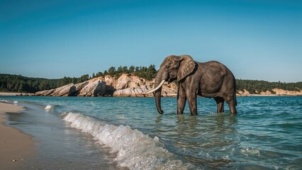 Naklejka premium Oceanic Elephant Figure