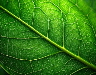 Close-up vibrant green leaf veins