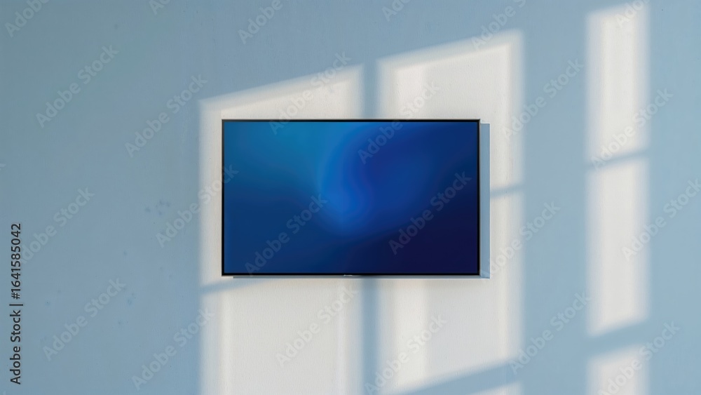Aufkleber smart display device fixed on the wall featuring a long shadow