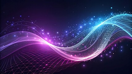 Obraz premium Glowing Waves Of Light And Particles abstract background