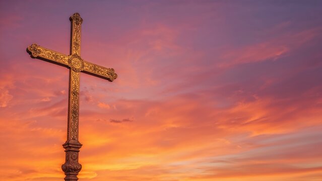 Cross at dusk symbolizing Easter celebration