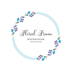 Elegant Floral Frame with Botanical Flowers and Leaves