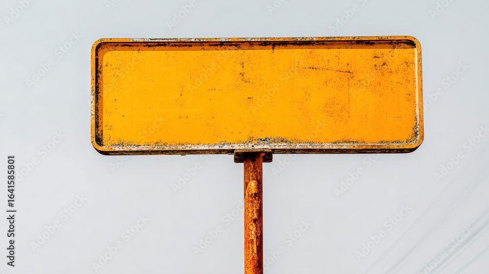Poster isolated empty yellow signboard for customizable messaging against a neutral background for advertis