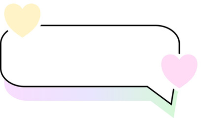 Cute colorful speech box bubble with heart decoration