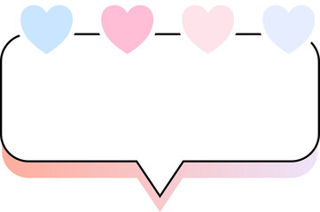 Cute colorful speech box bubble with heart decoration
