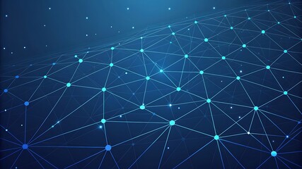 Fototapeta premium Interconnected blue network nodes and lines abstract