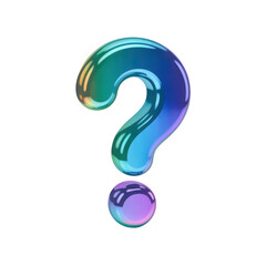 Fototapeta premium 3d Glossy iridescent question mark isolated on transparent background