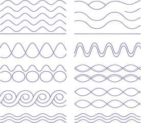 Decorative Curved Line Pattern Set.