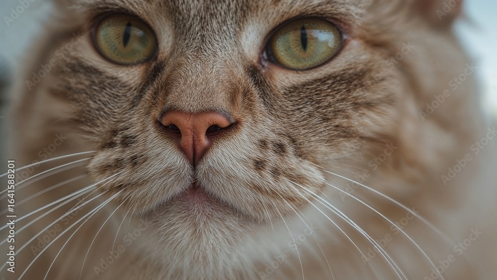 Poster highlight the muzzle region of a short-haired cat, emphasizing the nose and mouth details.