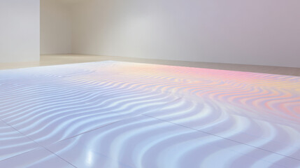 in modern hightech environment tiles on floor react to changes in movement rhythm