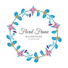 Floral Frame with Elegant Botanical Flowers and Leaves