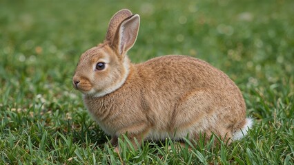 Fototapeta premium Charming young rabbit in a natural green setting, embodying the essence of the seasonal holiday.