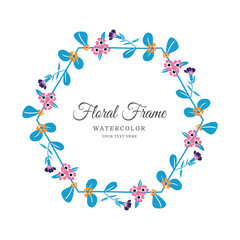 Floral Frame with Elegant Botanical Flowers and Leaves