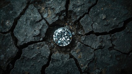 Sparkling diamond trapped inside stone