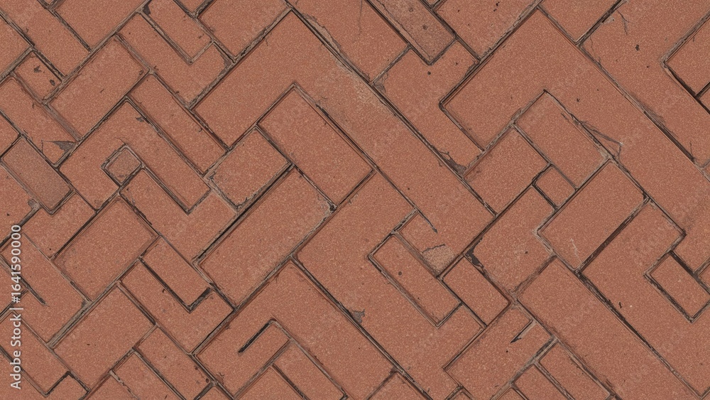 Poster textured surface showcasing a detailed herringbone pattern with rectangular paving stones in warm te
