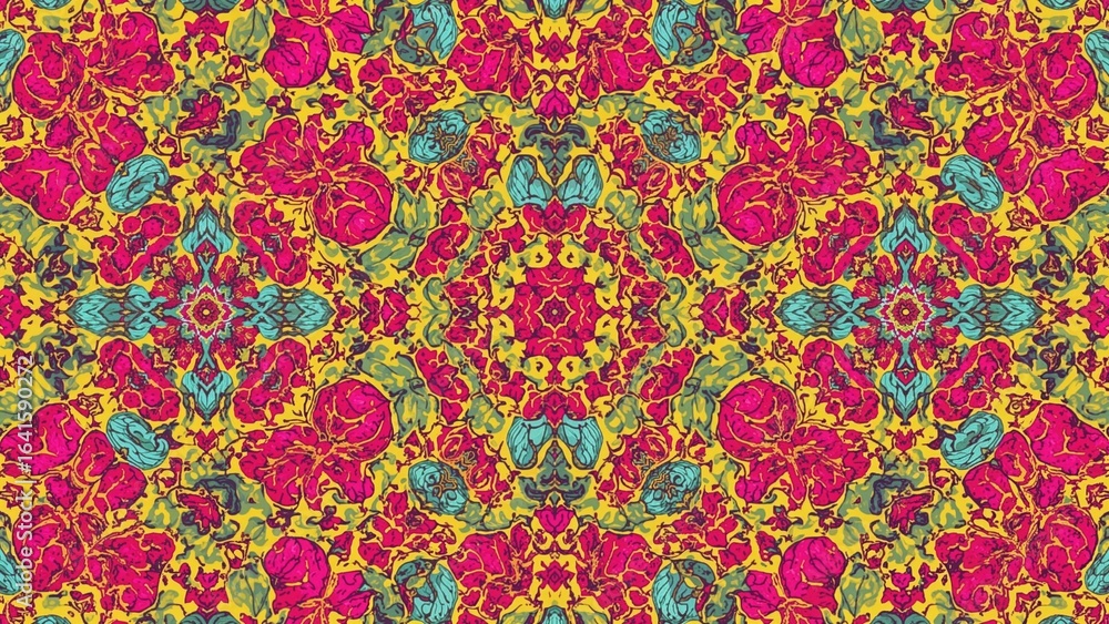 Poster creation of a bright and multicolored kaleidoscope pattern