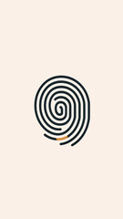 Minimalist fingerprint icon with highlighted segment flat vector illustration security identity verification biometric authentication concept design