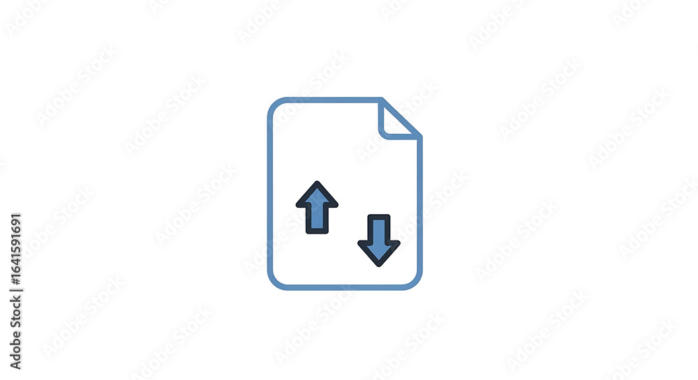 Aufkleber a document icon with an upward and a downward arrow indicating upload and download functions