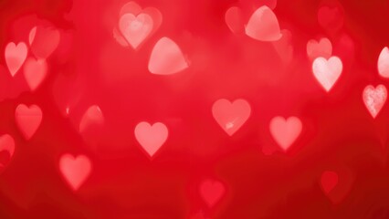 Out-of-focus scarlet illumination with heart-shaped light spots and shine