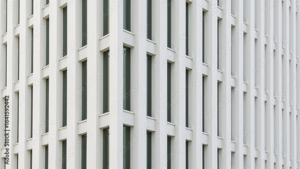 Poster zoomed-in image of a white contemporary building facade with a textured surface and vertical rectang