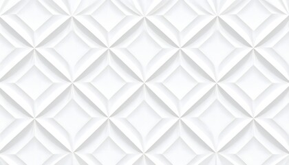 Fototapeta premium White 3D geometric seamless pattern with embossed diamond shapes. Abstract modern minimalist background for design.