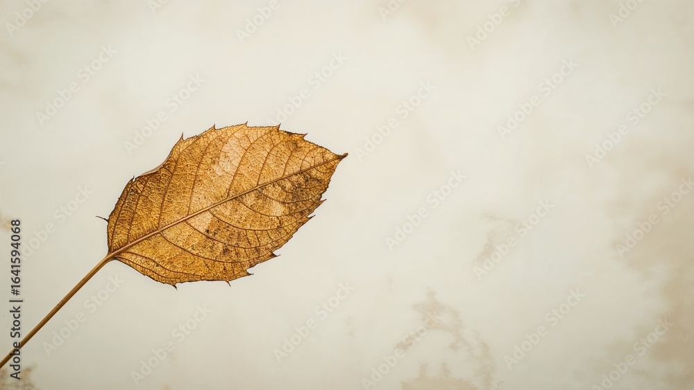 Aufkleber zoomed-in image of a yellow leaf showing dryness, featuring a blurred background and space for text