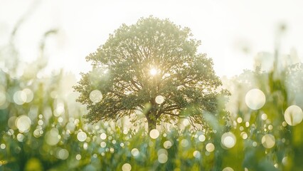Abstract green and white light spots