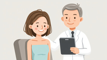 Female patient consultation with male doctor in hospital setting
