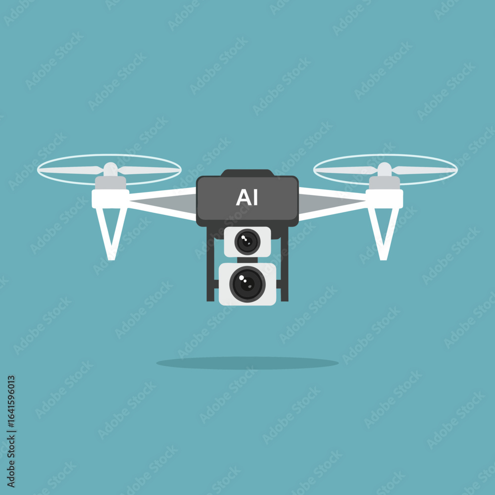 Poster drone with propellers and camera facing forward.