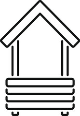 Simple line drawing of a wooden water well, emphasizing traditional methods of water extraction in rural areas