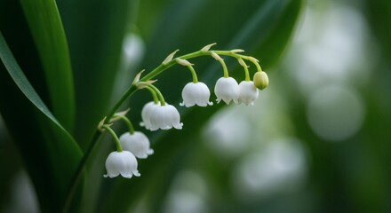 Lily of the Valley Bloom Serene Beauty in Green Garden.