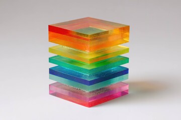 layered tower-style money bank in rainbow colors