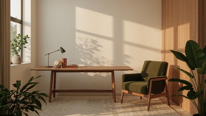 Comfortable Workspace with Cozy, Warm Illumination