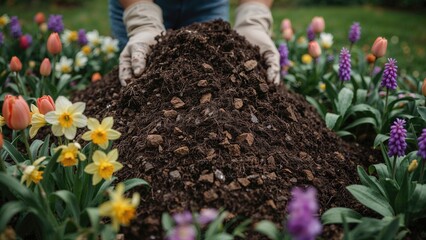 Prepared cow manure ready for planting season