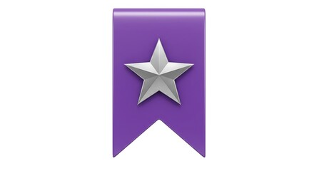 Silver star on a purple ribbon bookmark