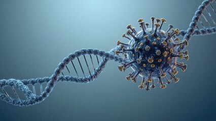 Medical 3D graphic of virus and DNA molecular complex