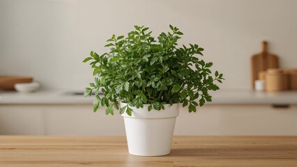 Coriander herb thriving in a foam pot indoors