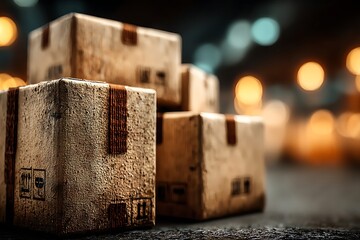 Minimalist cardboard gift box with rope tie high resolution picture