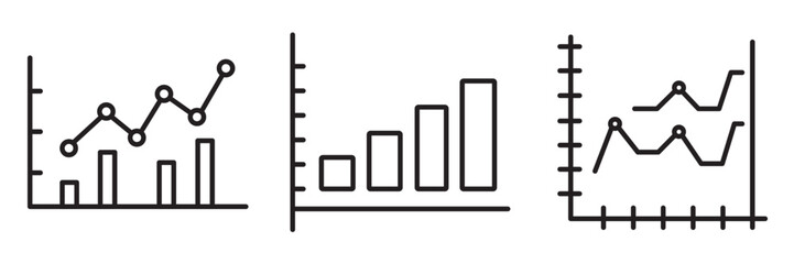 Graph Icon Set – Data Visualization, Analytics, and Statistics Symbols in Minimal and Outline Styles