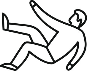 Cartoon man falling down after slipping on wet floor, accident at work, injury and trauma concept