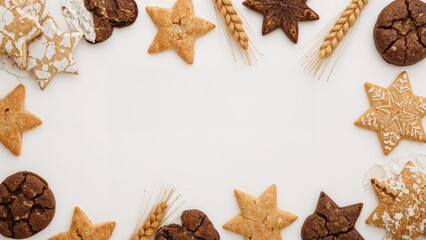Isolated cookies displayed against a plain white background