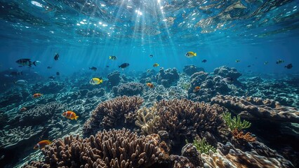 Fototapeta premium Marine sanctuary filled with colorful coral and fish