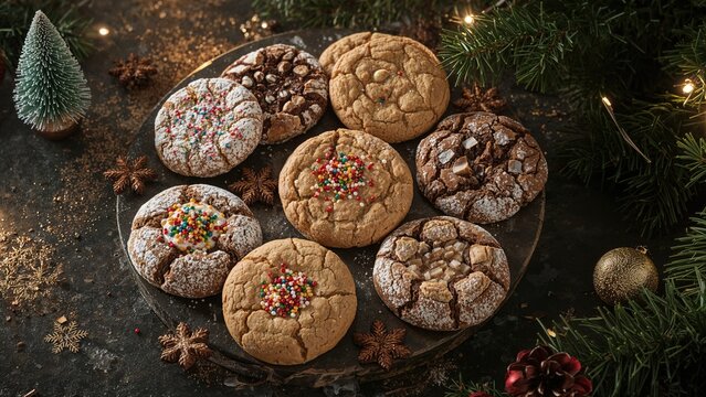Pastries and Orange Wedges Placed on a Dark Stone Backdrop