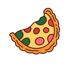 Hot Fresh Pizza Icon with Toppings