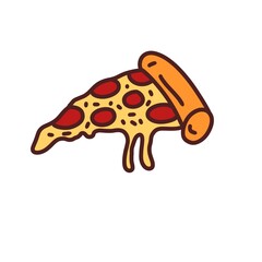 Hot Fresh Pizza Icon with Toppings