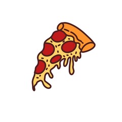 Hot Fresh Pizza Icon with Toppings