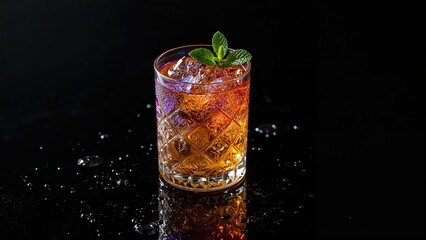 Vibrant drink against a dark backdrop