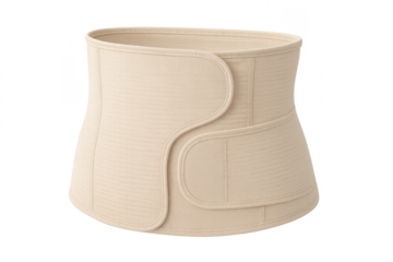 Beige postpartum support recovery belly band wrap isolated on transparent background