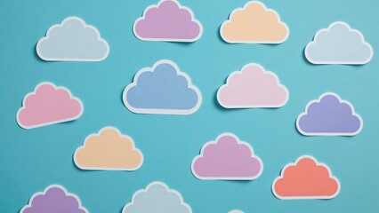 Vibrant cloud-like paper notes set against a blue backdrop for jotting down messages