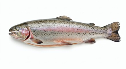 Obraz premium Fresh Rainbow Trout Vibrant Color and Detail on White Background.